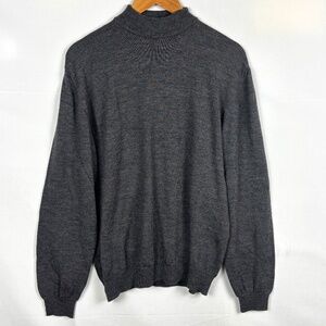 Bachrach Mens Merino Wool Mock Neck Sweater Sz M Lightweight Preppy Breathable
